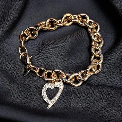 Thalia Sodi gold tone chain link heart charm bracelet