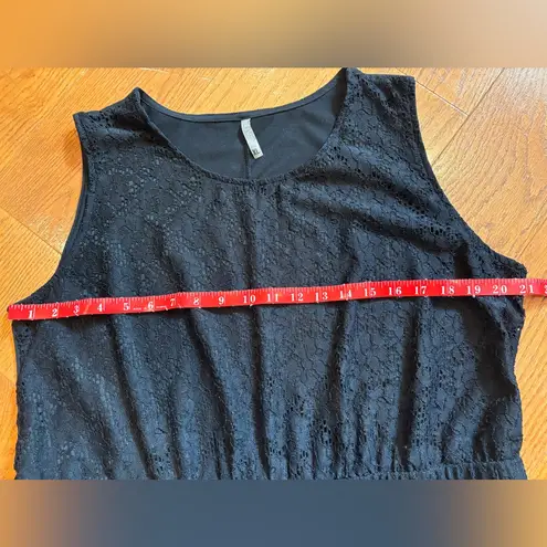 Romantic Floral Soft Girl Sleeveless Dress | Black Lace Top | Size XL