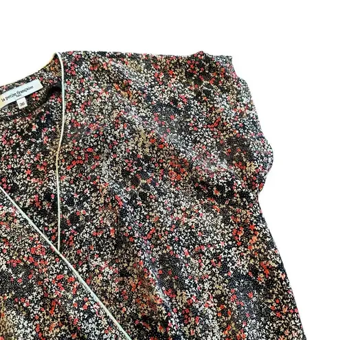 La Petite Francaise Floral Print Mini Dress Gold Trim Size 36 Small Women's Red
