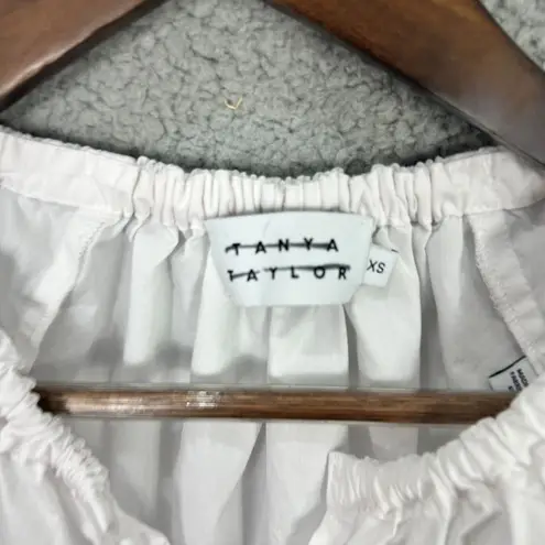 Tanya Taylor White Tiered Ruffle Babydoll Mini Dress XS Puff Sleeve Boho Chic