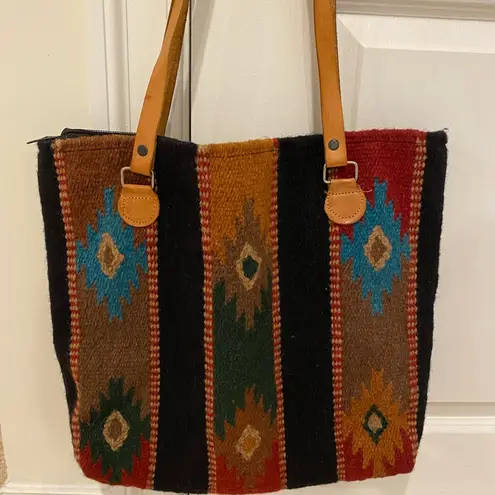 Southwestern Boho Wool Tote..El Paso Saddle Blanket Company.