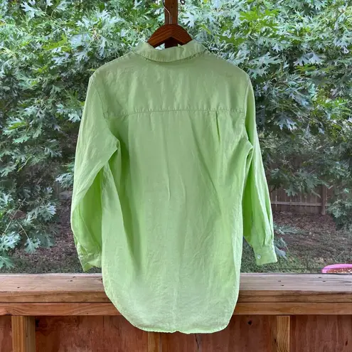 Sag Harbor Women's Lime Green 100% Linen Blouse Size S