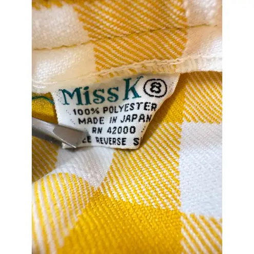 VTG 1970s Miss K 100% Polyester Yellow Checkered Wide Leg Pants Womens XS/S Size 24