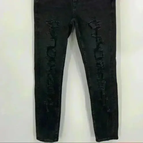 ZARA  Woman Premium Denim Black Skinny Distressed Jeans Size‎ 8