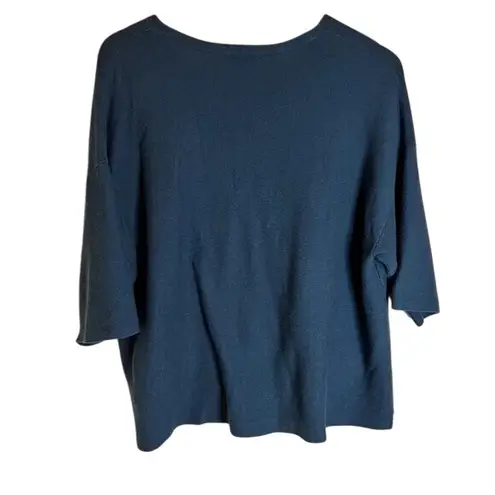 Pure Jill Viscose/Silk/Wool Top with Kangaroo Pouch. Medium Petite. Blue Size undefined