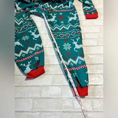 Festive Green Hooded Onesie with Reindeer Pattern Size L