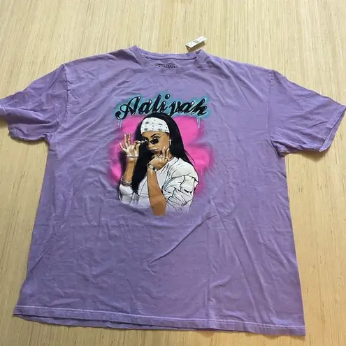 Aaliyah Purple Lavender Multi Color Spray Paint Look Short Sleeve XL Brand New