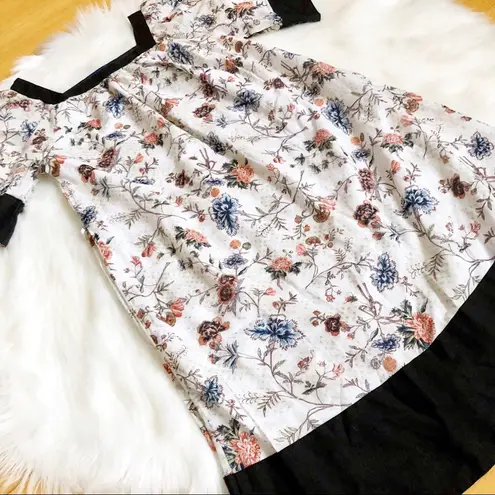 Azure Floral Kimono-sleeved Boho Cotton Dress Sz S