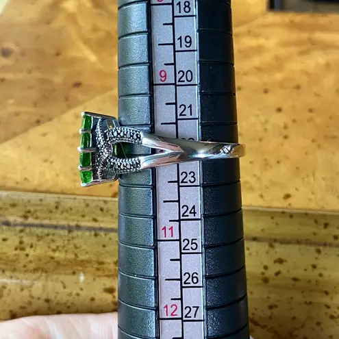 Natural Chrome Diopside Black Spinel Sterling Silver Ring Size 10