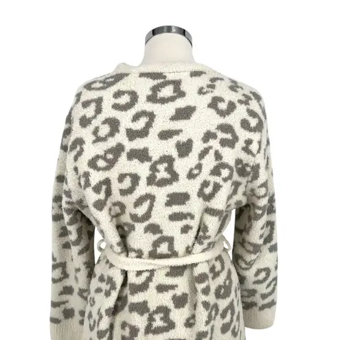 Comfyluxe Leopard Print Luxury Soft Robe Cream Ivory Gray One Size NWT