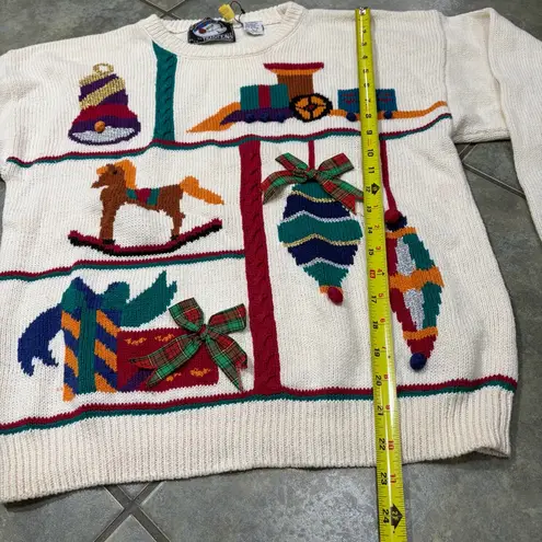 Holiday Traditions Sweater Womens L Christmas Santa Crewneck Horse Train Cute Red Size L