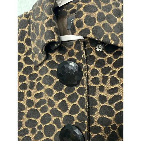 Luii Anthropologie Giraffe Print Mod Swing Coat Oversized Button Size Small Black
