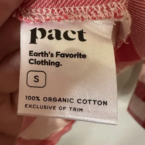 NEW Pact Holiday Gingham Mila Flannel Shirt Small Red White Button Up Top Check