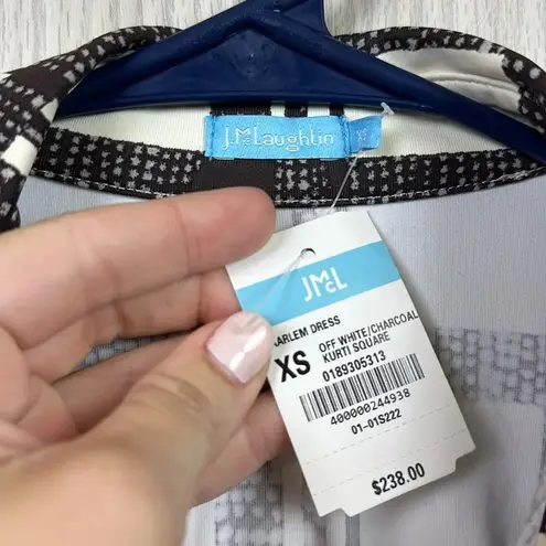 J. McLaughlin Womens Haarlem Dress XS Kurti Square Cream Catalina Long Sleeve Tie