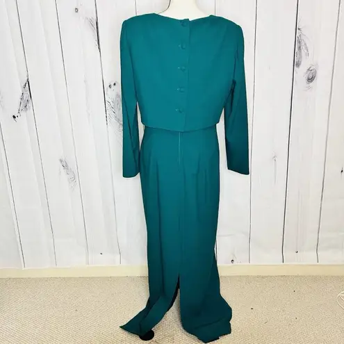 Vintage RIMINI Formal Maxi Dress / Jacket Size 12 Dark Teal Green Beaded