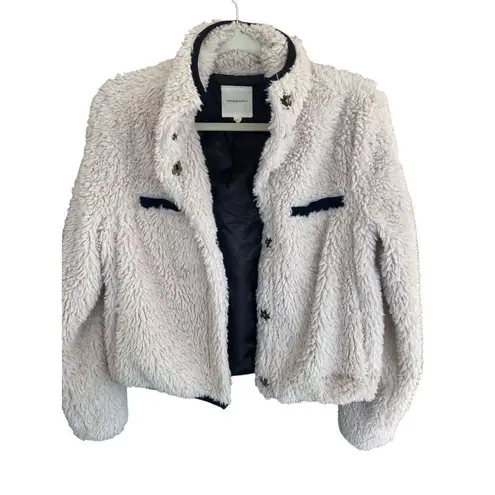 Thread and Supply  sherpa faux fur button snap jacket size small