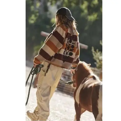 Free People  Hit The Slopes Printed Fleece Jacket Trail Blazer Combo Large Logo - Image 7