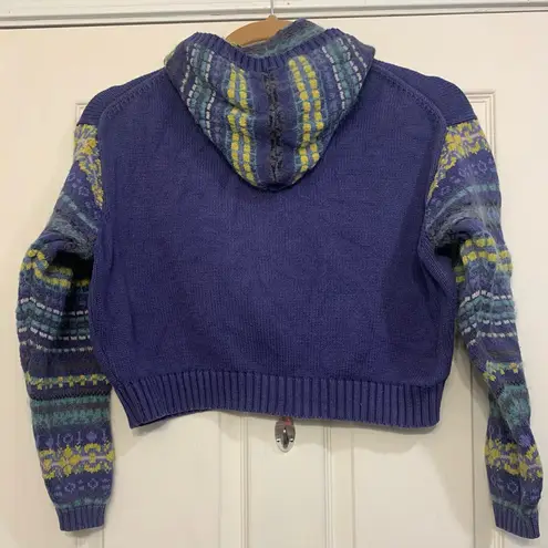 Esprit Vintage Cotton Knit Crop Purple Hooded Lg Sweater. 2828-A3 - Image 4