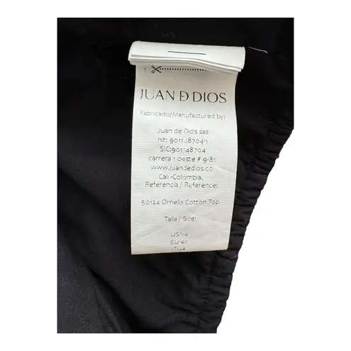 Juan D Dios Lovely resort one shoulder crop top navy spotted size small Blue