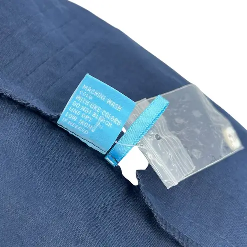 J. McLaughlin Ruth Squareneck Maxi Dress Button Front Linen Navy Blue Medium - Image 14