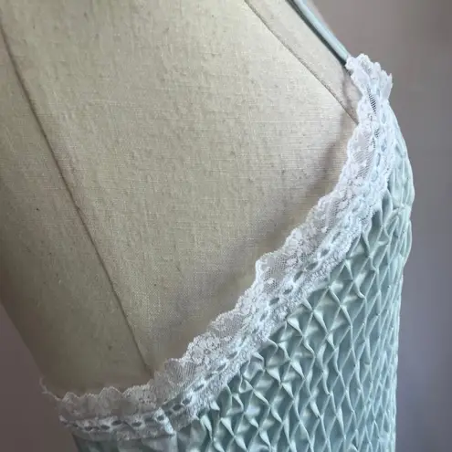 Vintage Light Blue Barbizon Smocked Bodice Danity Full Sweep Night Gown Sz L Size L