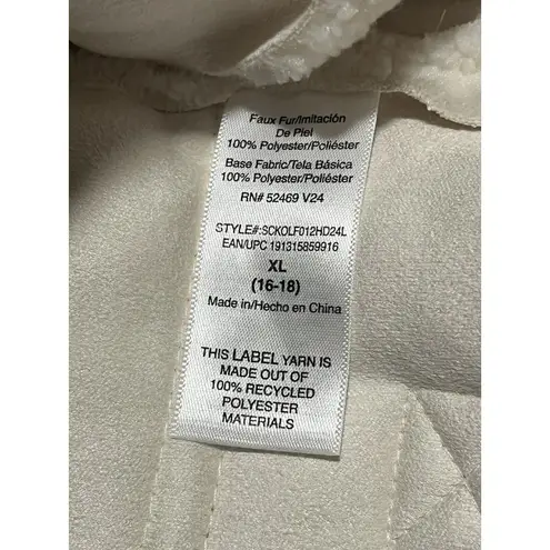 Scoop Fleece Jacket Womens XL Full Zip White Coat Buckle Accents Collared NWT