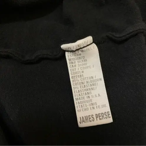 James Perse Black Stretch Knit Dress 3 Sleeve Minimalist Casual Soft Cotton L