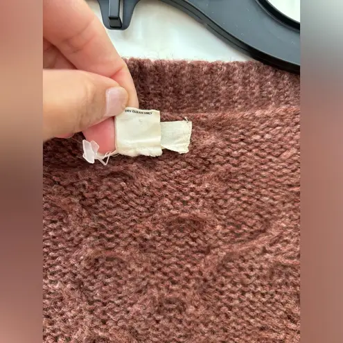 Sleeping On Snow Cable Knit Wool Blend Cardigan Sweater Women's Small Brown