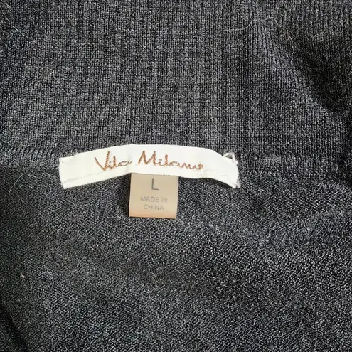 Vila Milano Sweater Womens Large Pullover Collared Black Short Sleeve Sweater
