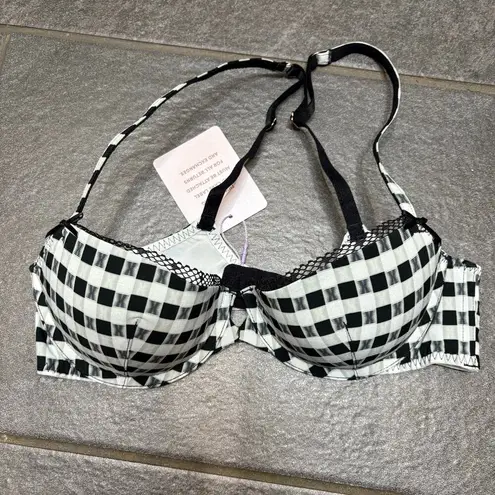 Savage X Fenty Black & White Gingham Remix Low Cut Balconette Bra 34B Padded Size undefined