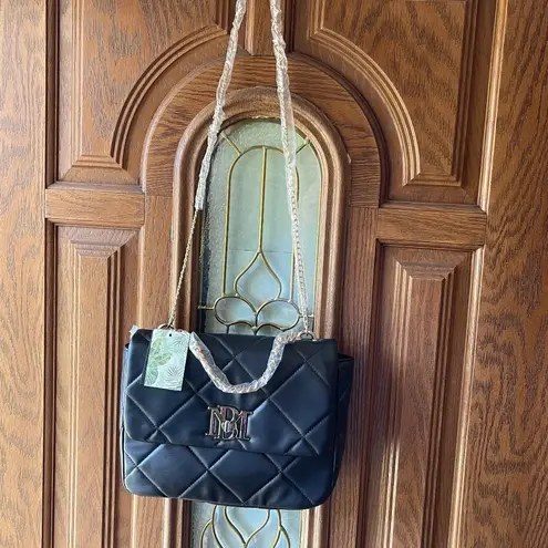 Badgley Mischka Large Quilted Vegan Leather Crossbody w/ 2 Straps - Black - NWT