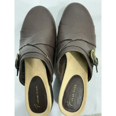 Womans Wear Ever Naria Size 8.5 M Brown Slip On Wedge Mules NWOT