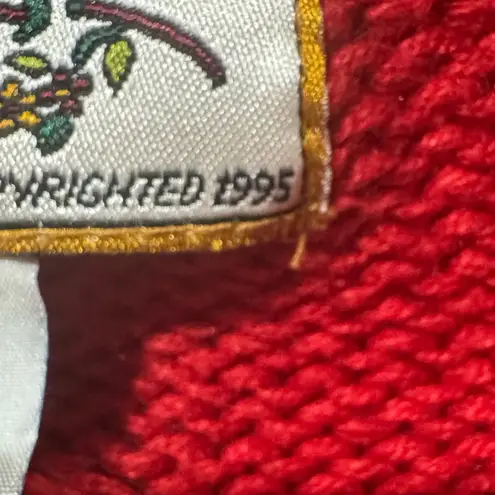 Vintage Christmas Santa Knit Cardigan Holiday Ornaments M Cozy Festive Red Size M