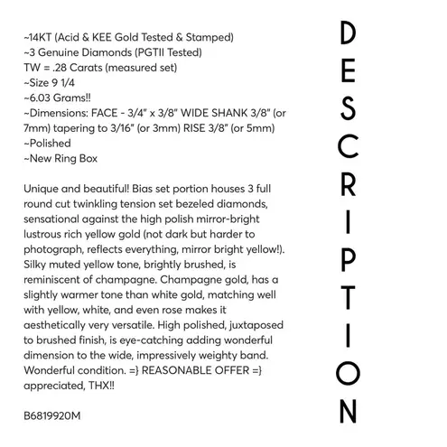 14KT .28 CARAT DIAMOND SOLID YELLOW & CHAMPAGNE GOLD BYPASS RING