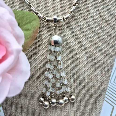 None Cute Thick Gold Tone Chain with Dangle Tassel Pendant 24" Statement Fashion