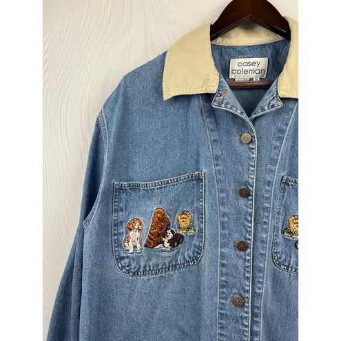 Women’s Vintage Casey Coleman 1X Jean Jacket with Doggy Embroidery Blue