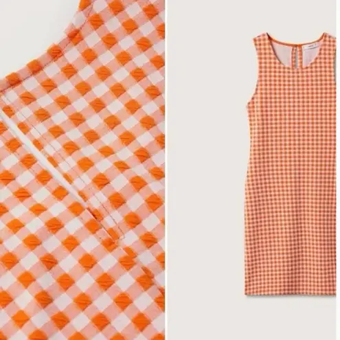 Mango NWT NNG  Vichy Check Dress Gingham Orange  Stretch
