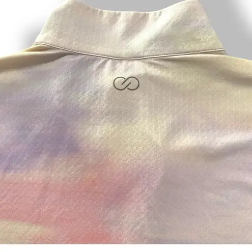 🎈CALIA Pastel Watercolor 1/4 Zip Long Sleeve Thumbholes Pullover Top Medium Pink