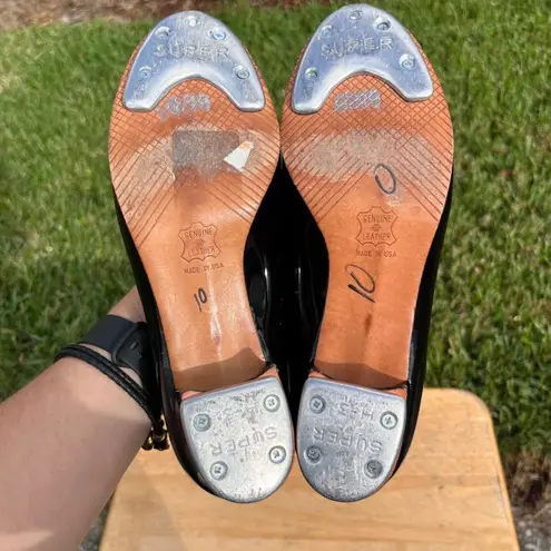 Capezio Danshuz Black Patent Leather Tap Shoes Size 7.5