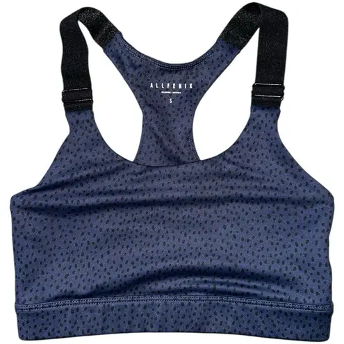 ALLFENIX Women’s Size S Navy Blue Black Dots Adjustable Racerback Sports Bra