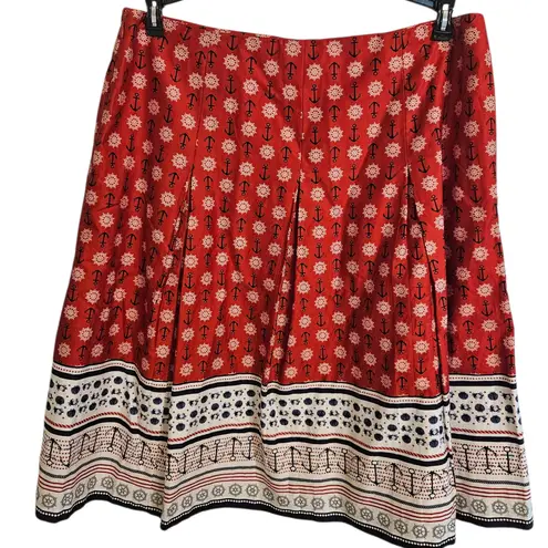 Charter Club Skirt Nautical Sailor Print Pleated Fully Lined 100% Cotton Sz 10