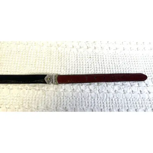 Women's Reversible Brown/Black Silver Buckle Leather Belt Size 32 SKU 2550 Black