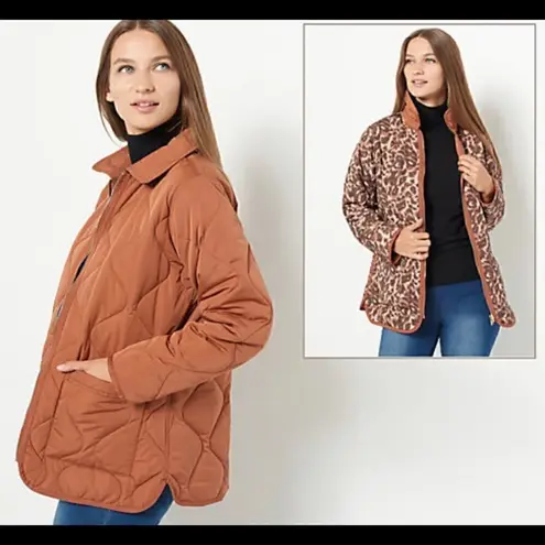 Isaac Mizrahi Quilted Barn Cognac Jacket- Small