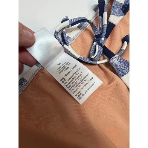 J. Crew String Hipster Bikini Bottom in Gingham Sz. M Blue Size M