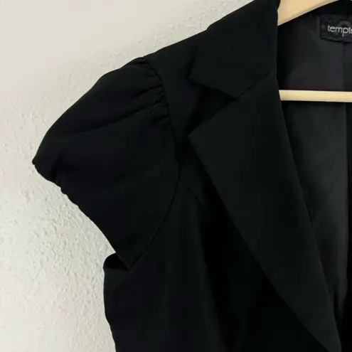 TEMPTED Vintage Y2K Jane Margolis Vibes Black Short Sleeve Grunge Blazer Blouse Size L