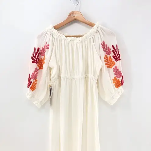 Sundress Poly Dress in Tulum White & Mix Red Embroideries Size L