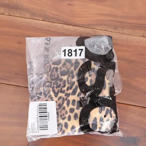 ASOS DESIGN Leopard Print Rib Knit Knot High Leg Bikini Bottoms Size US 4 UK 8 Brown