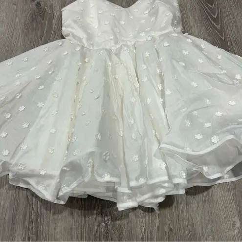 Helen O'Connor Paper Daisy 3D Flower Mini Ivory Dress BHLDN White Size 8