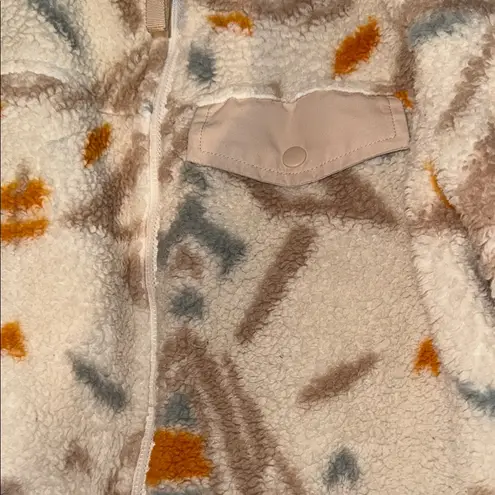 Gerry Patterned Fleece Jacket SMALL Orange - Image 3