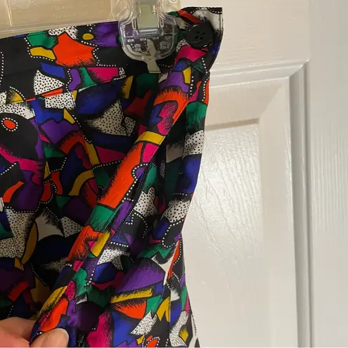 Chaus Petites Colorful Abstract Print Women's Pleated Midi Skirt Size 10 y2k Red